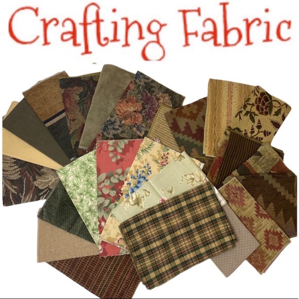 Fabric Remnants Lot Premium Upholstery Plaid Geometric Sewing Craft Material DIY